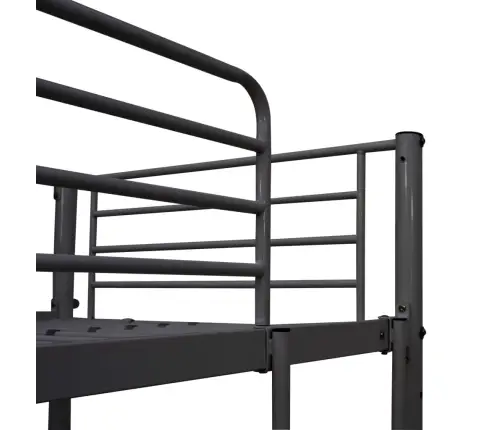 Divstāvu Gulta Ar Galda Rāmi, Pelēks Metāls, 90X200 Cm Vidaxl