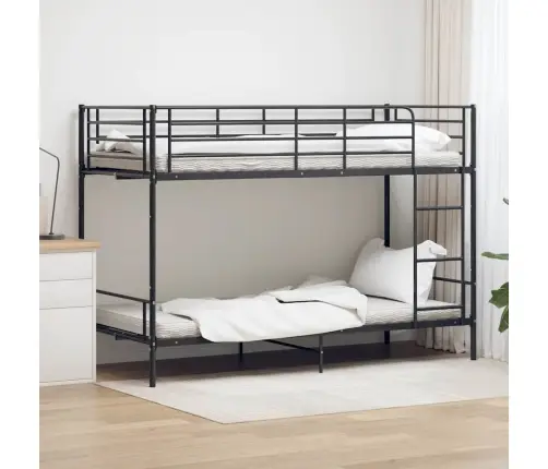 Divstāvu Gulta, Melns Metāls, 90X200 Cm Vidaxl