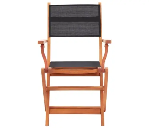 Sodo Kėdės, 2Vnt., Juodos, Eukalipto Masyvas Ir Tekstilenas