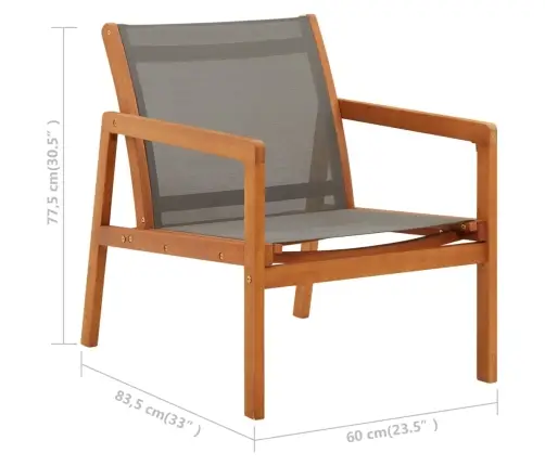 Dārza Atpūtas Krēsls, Pelēks, Eikalipta Masīvkoks Un Tekstilēns Vidaxl