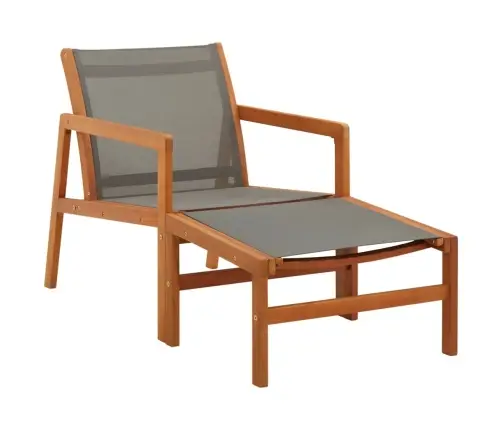 Dārza Krēsls Ar Kāju Balstu, Pelēks, Eikalipta Masīvkoks  Vidaxl