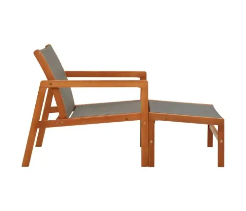 Dārza Krēsls Ar Kāju Balstu, Pelēks, Eikalipta Masīvkoks  Vidaxl