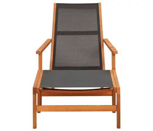 Dārza Krēsls Ar Kāju Balstu, Eikalipta Masīvkoks Un Tekstilēns Vidaxl