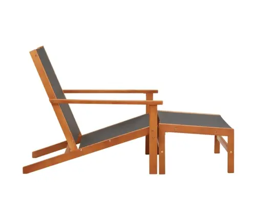 Dārza Krēsls Ar Kāju Balstu, Eikalipta Masīvkoks Un Tekstilēns Vidaxl