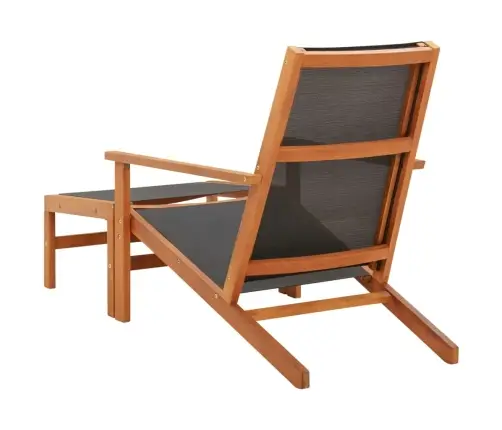 Dārza Krēsls Ar Kāju Balstu, Eikalipta Masīvkoks Un Tekstilēns Vidaxl