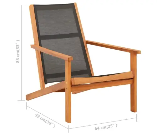 Dārza Krēsls Ar Kāju Balstu, Eikalipta Masīvkoks Un Tekstilēns Vidaxl