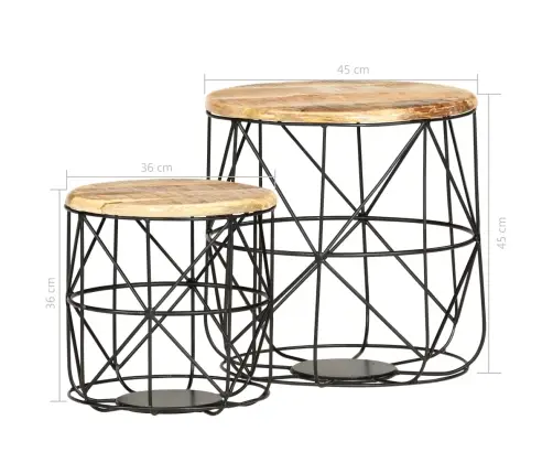 Kafijas Galdiņi, 2 Gab., Mango Masīvkoks Vidaxl Kafijas Galdiņi, 2 Gab., Mango Masīvkoks Vidaxl