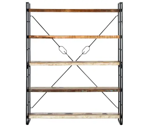 Grāmatu Skapis, 5 Plaukti, 140X30X180 Cm, Pārstrādāts Masīvkoks Vidaxl