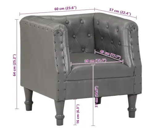 Atpūtas Krēsls, Pelēka Dabīgā Āda Vidaxl