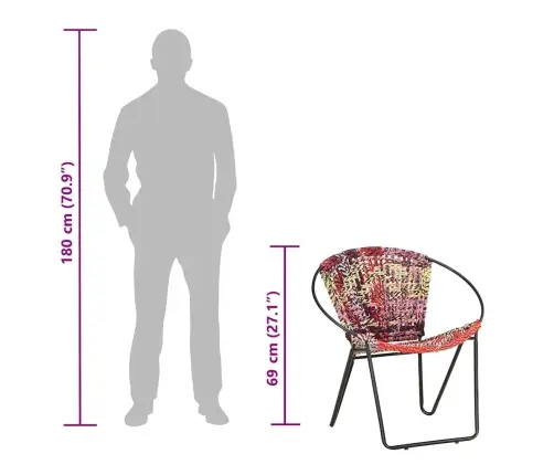 Apaļas Formas Krēsls, Daudzkrāsains Audums Vidaxl