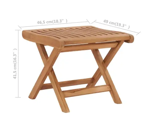 Saliekams Kājsoliņš, 46,5X49X41,5 Cm, Masīvs Tīkkoks Vidaxl