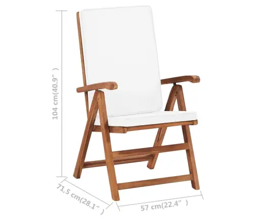 Atgāžami Dārza Krēsli Ar Spilveniem, 2 Gab., Masīvs Tīkkoks Vidaxl