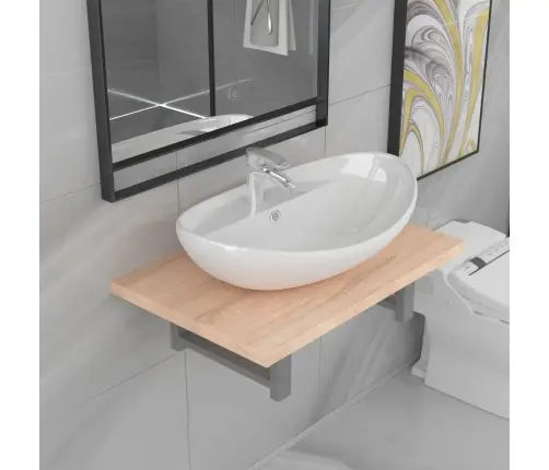 Divdaļīgs Vannasistabas Mēbeļu Komplekts, Ozolkoka Krāsa Vidaxl