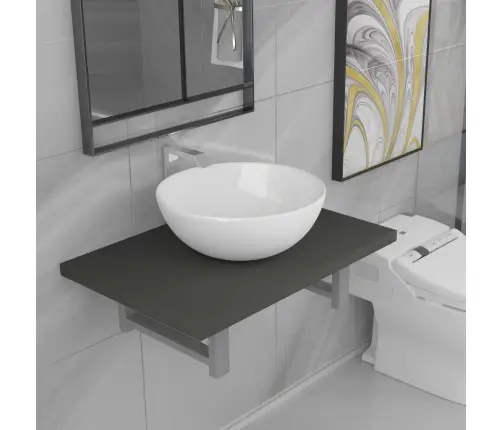 Divdaļīgs Vannasistabas Mēbeļu Komplekts, Pelēks, Keramika Vidaxl