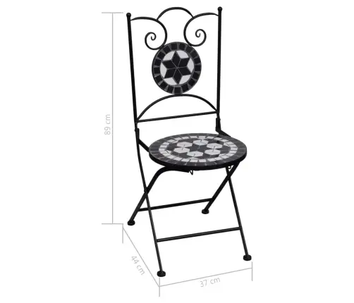 Mozaikinis Bistro Baldų Komplektas, 3D., Juoda/Balta, Keramika