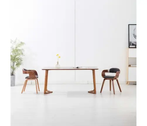 Virtuves Krēsli, 2 Gab., Liekts Koks, Tumši Pelēks Audums Vidaxl