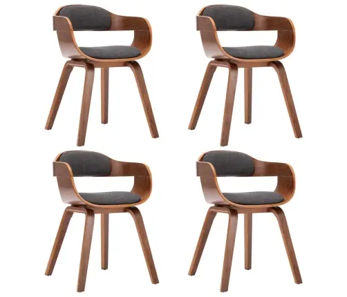 Virtuves Krēsli, 4 Gab., Liekts Koks, Tumši Pelēks Audums Vidaxl