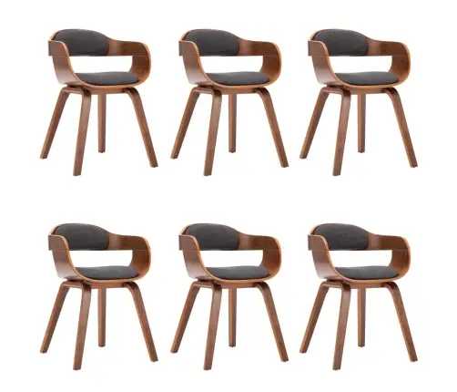 Valgomojo Kėdės, 6 Vnt., Tamsiai Pilkos, Audinys Ir Mediena Valgomojo Kėdės, 6 Vnt., Tamsiai Pilkos, Audinys Ir Mediena