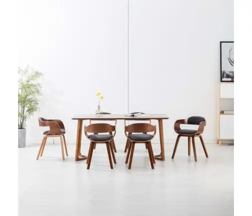 Valgomojo Kėdės, 6 Vnt., Tamsiai Pilkos, Audinys Ir Mediena Valgomojo Kėdės, 6 Vnt., Tamsiai Pilkos, Audinys Ir Mediena