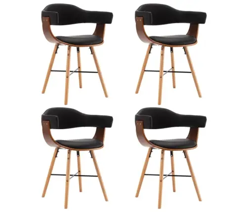 Virtuves Krēsli, 4 Gab., Liekts Koks, Melna Mākslīgā Āda Vidaxl