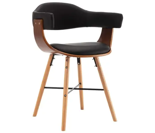 Virtuves Krēsli, 4 Gab., Liekts Koks, Melna Mākslīgā Āda Vidaxl