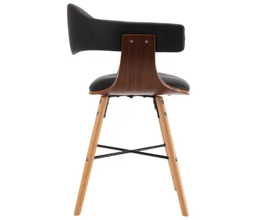 Virtuves Krēsli, 4 Gab., Liekts Koks, Melna Mākslīgā Āda Vidaxl