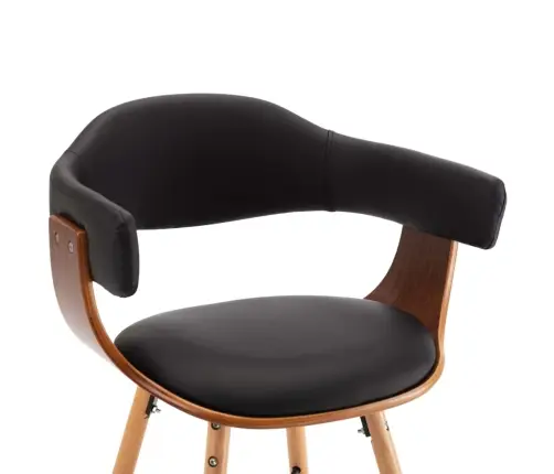 Virtuves Krēsli, 4 Gab., Liekts Koks, Melna Mākslīgā Āda Vidaxl