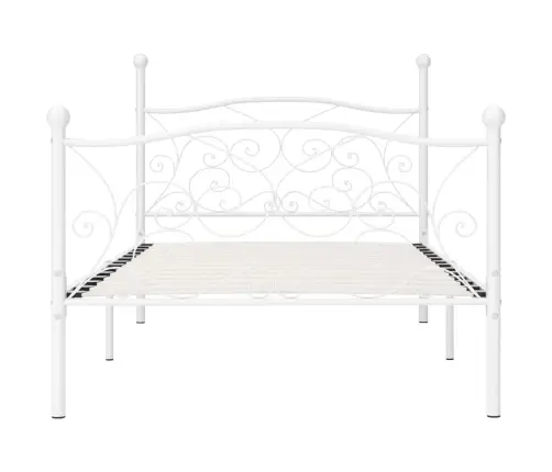 Gultas Rāmis Ar Redeļu Pamatni, Balts Metāls, 90X200 Cm Vidaxl