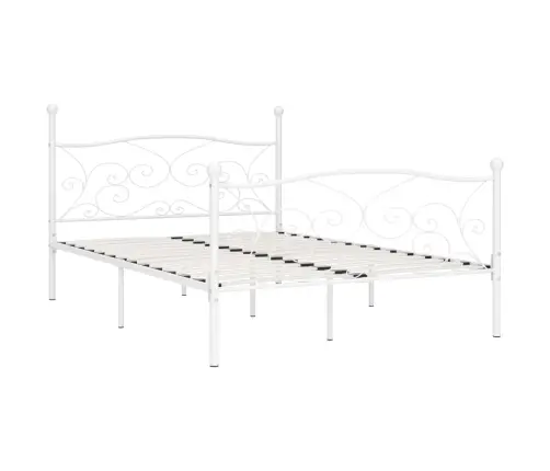 Liistudest Põhjaga Voodiraam, Valge, Metall, 120 X 200 Cm