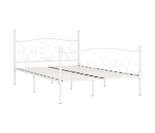 Gultas Rāmis Ar Redeļu Pamatni, Balts, 160X200 Cm, Metāls Vidaxl