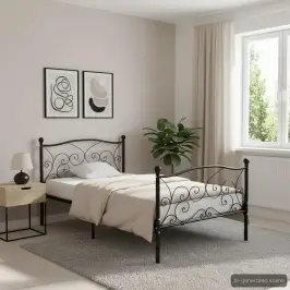 Lovos Rėmas Su Grotelių Pagrindu, Juodas, 90X200cm Metalas