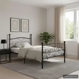 Lovos Rėmas Su Grotelių Pagrindu, Juodas, 100X200cm Metalas Lovos Rėmas Su Grotelių Pagrindu, Juodas, 100X200cm Metalas