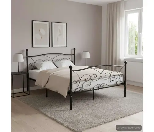 Gultas Rāmis Ar Redeļu Pamatni, Melns, 120X200 Cm, Metāls Vidaxl