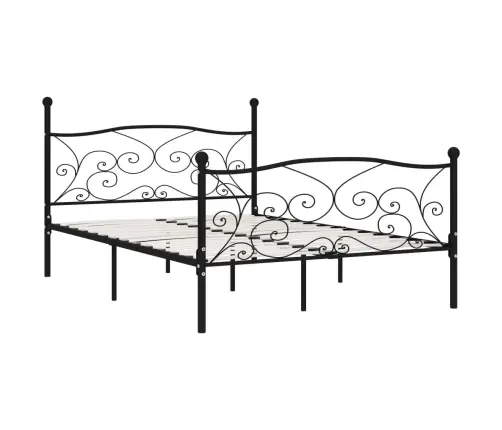 Gultas Rāmis Ar Redeļu Pamatni, Melns, 140X200 Cm, Metāls Vidaxl