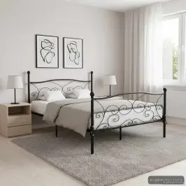 Gultas Rāmis Ar Redeļu Pamatni, Melns, 140X200 Cm, Metāls Vidaxl Gultas Rāmis Ar Redeļu Pamatni, Melns, 140X200 Cm, Metāls Vidaxl