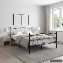 Lovos Rėmas Su Grotelių Pagrindu, Juodas, 160X200cm Metalas Lovos Rėmas Su Grotelių Pagrindu, Juodas, 160X200cm Metalas