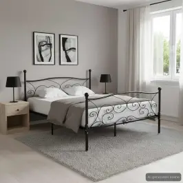 Gultas Rāmis Ar Redeļu Pamatni, Melns, 180X200 Cm, Metāls Vidaxl