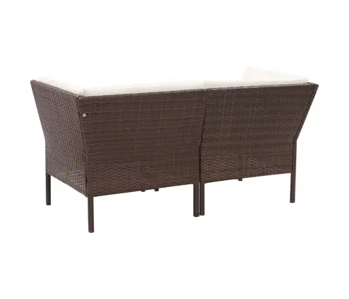 6-Daļīgs Dārza Atpūtas Mēbeļu Komplekts Ar Matračiem, Brūns Pe Vidaxl