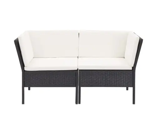 Sodo Poilsio Komplektas Su Pagalvėmis, 6 Dalių, Juodas, Ratanas