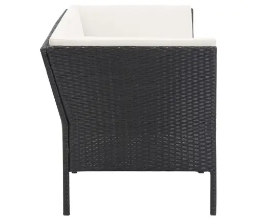 Sodo Poilsio Komplektas Su Pagalvėmis, 6 Dalių, Juodas, Ratanas