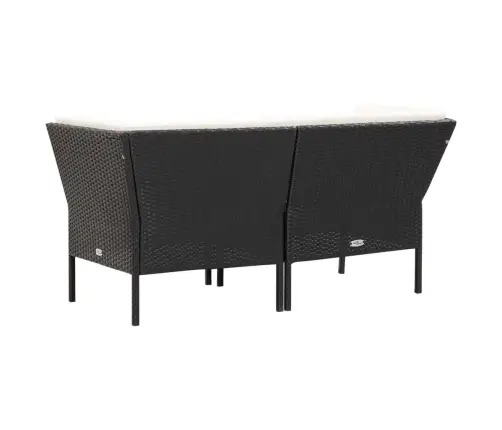 Sodo Poilsio Komplektas Su Pagalvėmis, 6 Dalių, Juodas, Ratanas