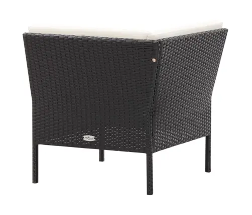 Sodo Poilsio Komplektas Su Pagalvėmis, 6 Dalių, Juodas, Ratanas