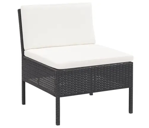 Sodo Poilsio Komplektas Su Pagalvėmis, 6 Dalių, Juodas, Ratanas