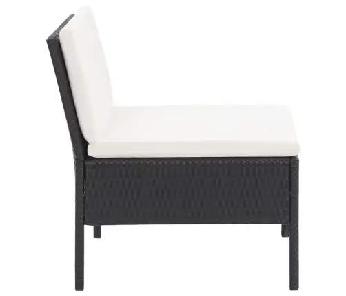 Sodo Poilsio Komplektas Su Pagalvėmis, 6 Dalių, Juodas, Ratanas