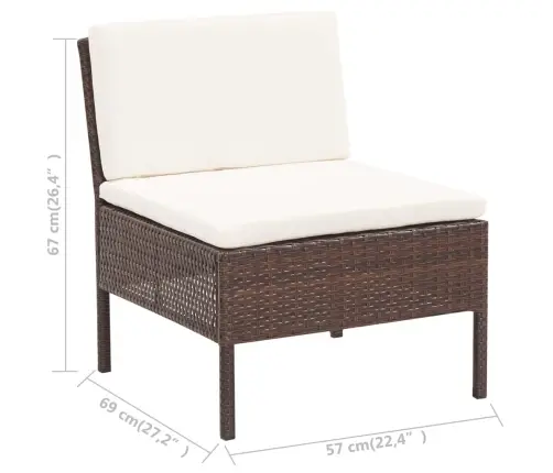 Sodo Sofos Komplektas Su Pagalvėlėmis, 5 Dalių, Rudas, Ratanas