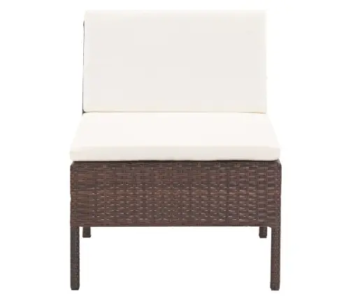 Sodo Sofos Komplektas Su Pagalvėlėmis, 5 Dalių, Rudas, Ratanas