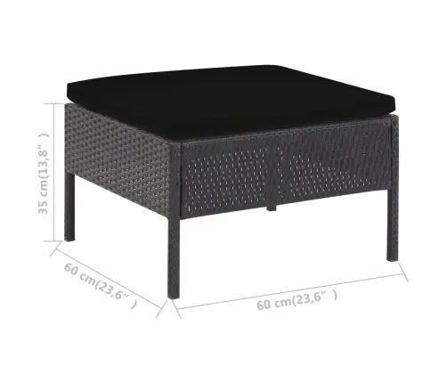 Sodo Sofos Komplektas Su Pagalvėlėmis, 5 Dalių, Juodas, Ratanas