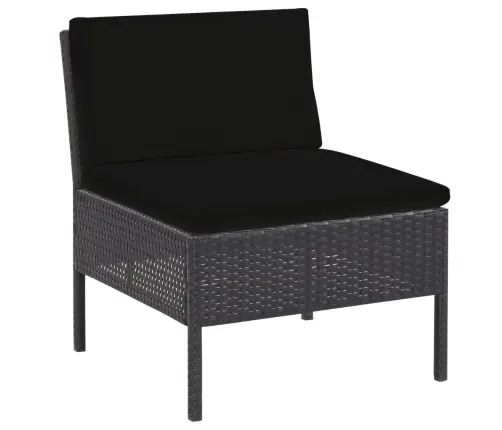 Sodo Sofos Komplektas Su Pagalvėlėmis, 5 Dalių, Juodas, Ratanas