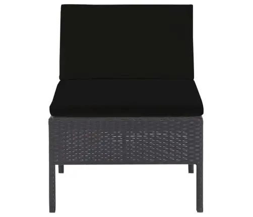 Sodo Sofos Komplektas Su Pagalvėlėmis, 5 Dalių, Juodas, Ratanas