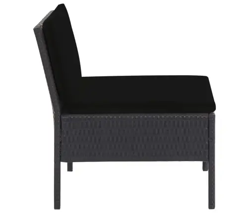 Sodo Sofos Komplektas Su Pagalvėlėmis, 5 Dalių, Juodas, Ratanas